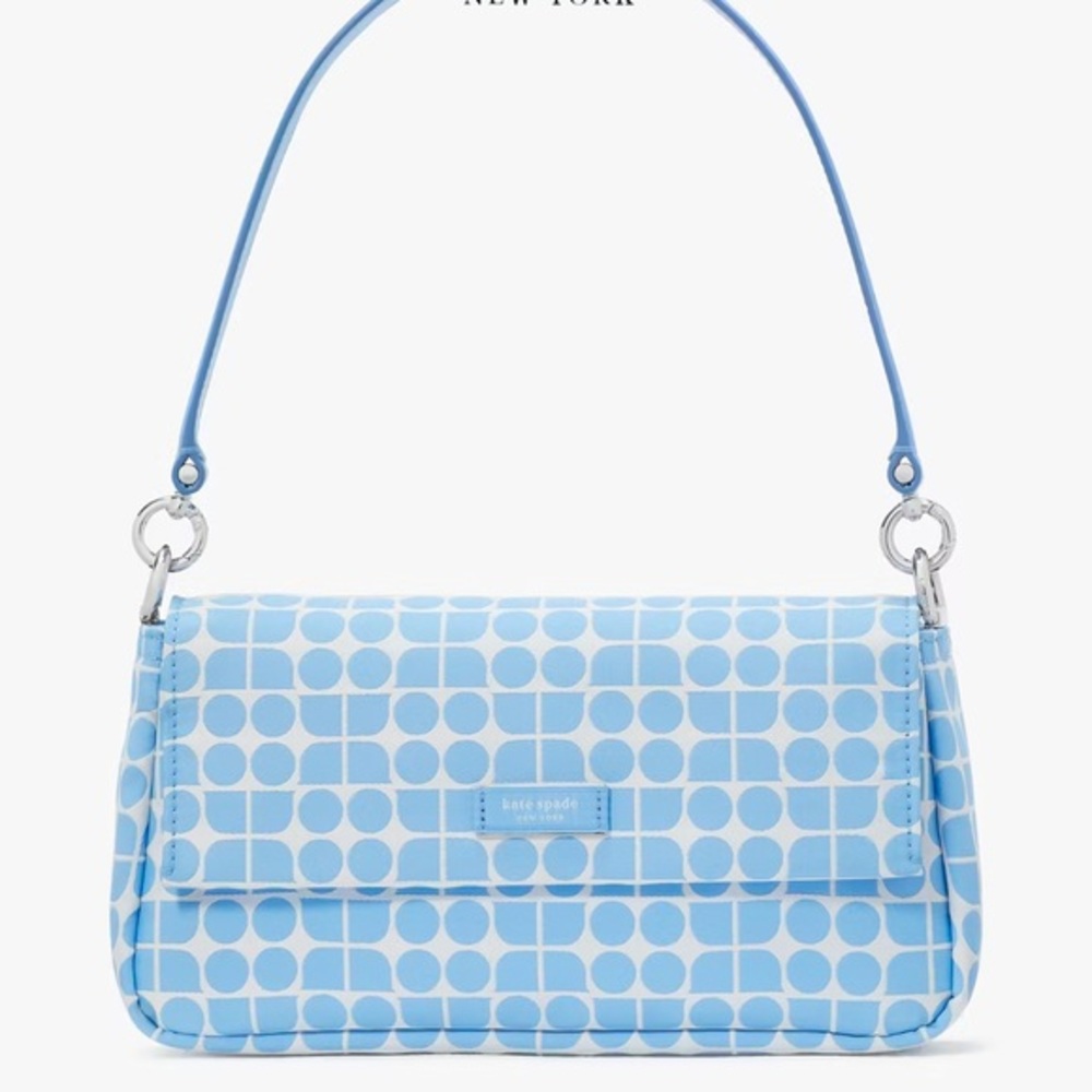 Kate Spade Noel Jacquard Convertible Crossbody Canvas XBody 
Astral Blue 
NWT